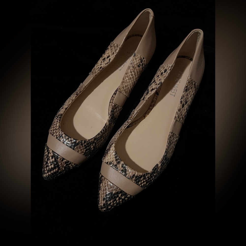 Nine West Snakeskin Flats | Tan Neutral Vibes | Size 6